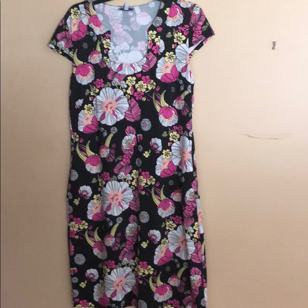 NWT midi dress black pink yellow and white